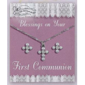 First Communion Pearl Cross & Matching Earrings Gift Set
